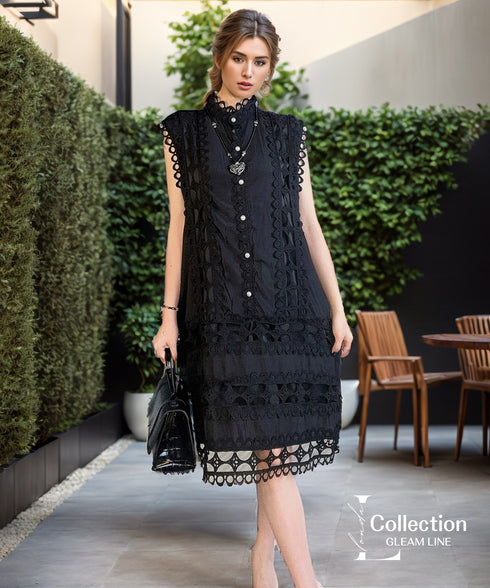 Hollow Stand-up Collar Dress