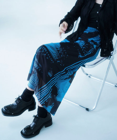 Butterfly Print Mesh Skirt