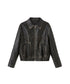Ribbon Patchwork Faux Leather Jacket