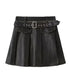 Box Pleat Faux Leather Skirt