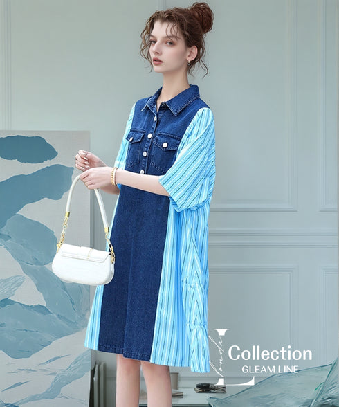 Denim Stripe Switch Dress