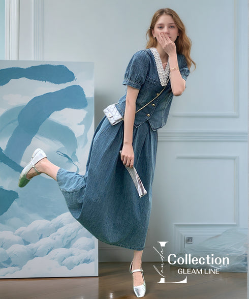 Denim Frill Top & Skirt