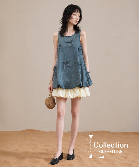 Ribbon Puff Top&Skirt Co-ord