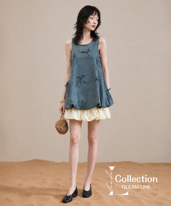 Ribbon Puff Top&Skirt Co-ord