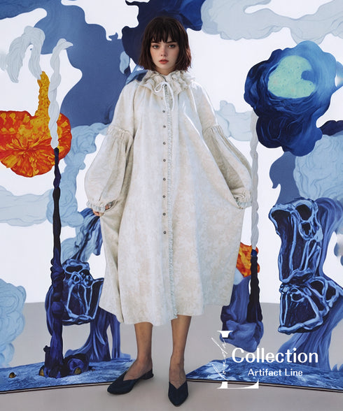 Frill Collar Jacquard Dress