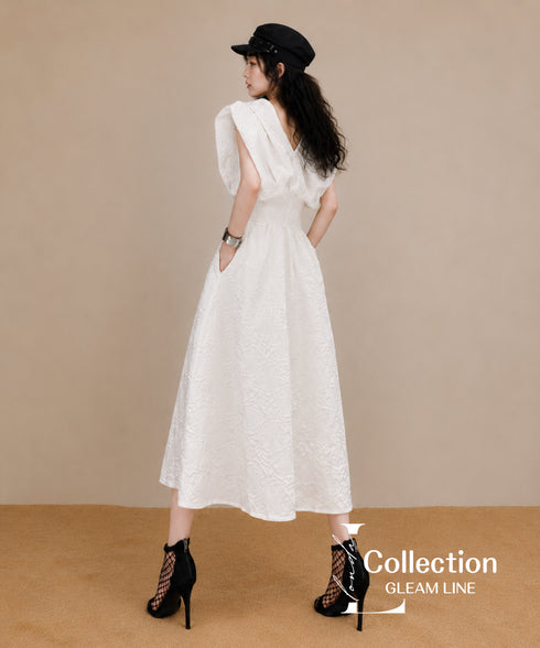 Double V-neck Ripple Dress