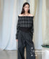 Plaid Off Shoulder Wide Pants Series