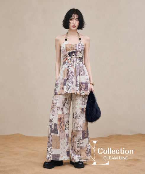 Patchwork Halter Top & Pants Co-ord