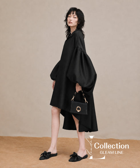 Balloon Sleeve Fishtail Dress