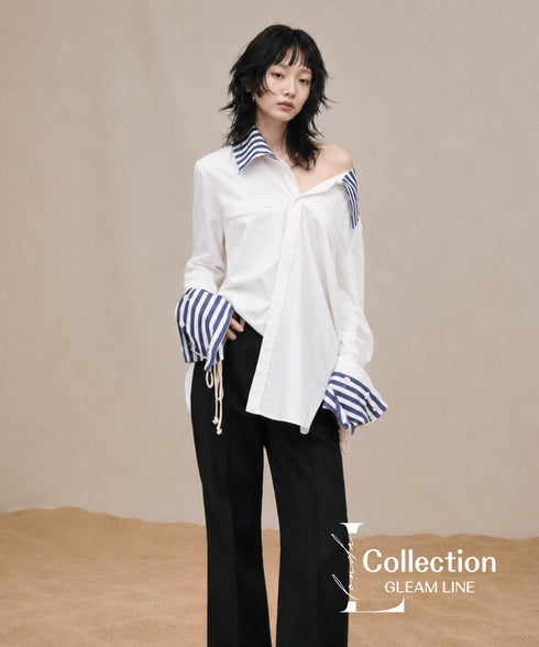 Stripe Collar Blouse