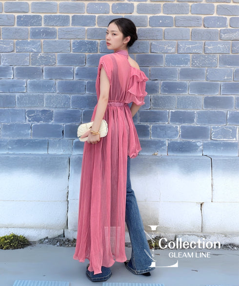 Shoulder Cutout Asymmetric Blouse