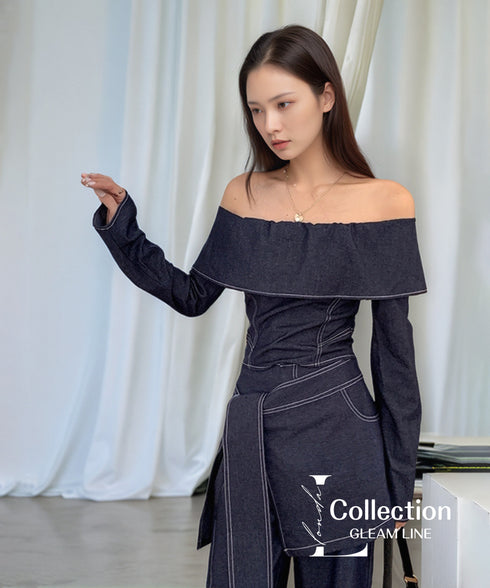 Denim Off Shoulder Layered Series