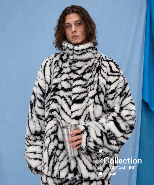 Snow Tiger Pattern Fur Coat