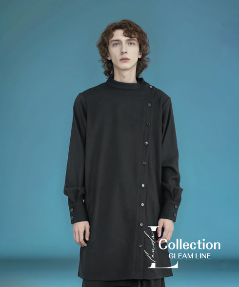 Diagonal Button Loose Long Shirt