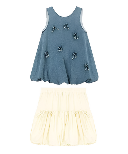 Ribbon Puff Top&Skirt Co-ord