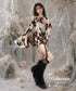Abstract Print Flare Sleeve Top