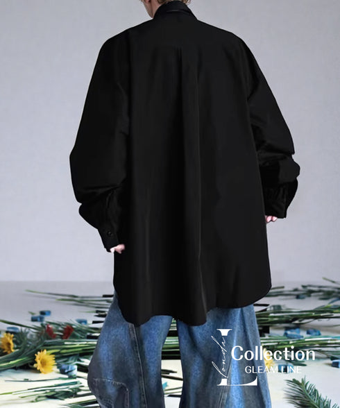 Oversized Label Tie Shirt