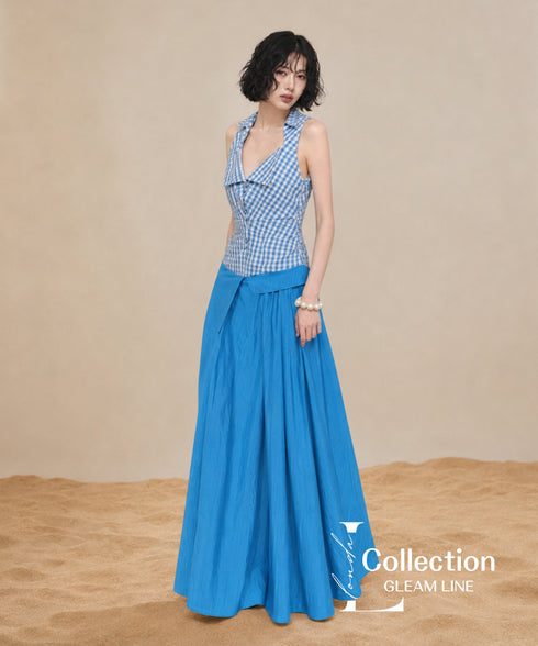 Check Corset Flare Dress