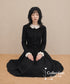 Frill Collar Ribbed Knit Top