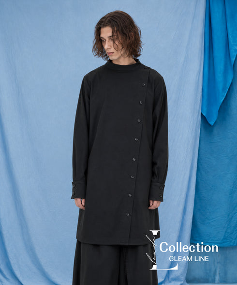 Diagonal Button Loose Long Shirt