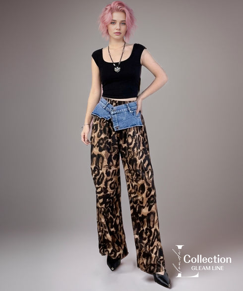 Leopard Print Wide Pants