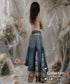 Patchwork Denim Plaid Maxi Skirt