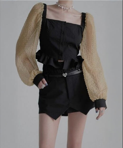 Square-neck Patchwork Top