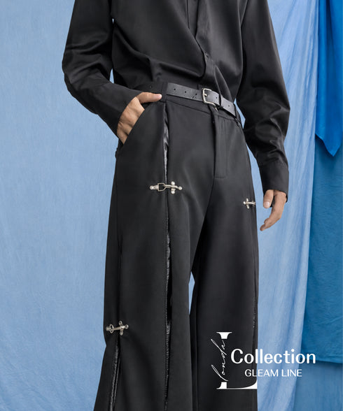 Side Buckle Zip Wide Pants