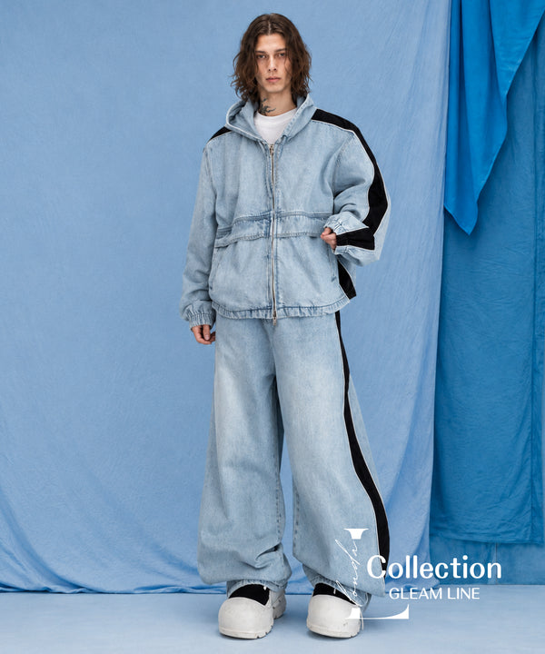 Denim Hoodie&Wide Pants Co-ord