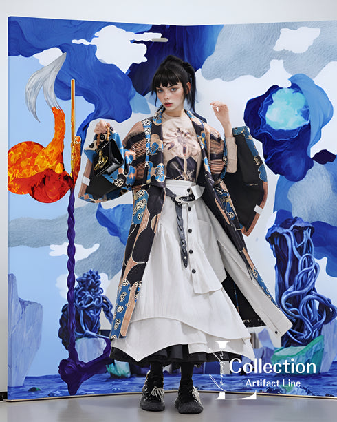 Graphic Pattern Kimono Jacket