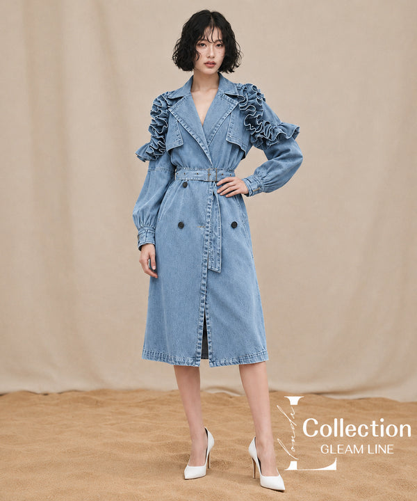 Ruelle Frill Denim Coat