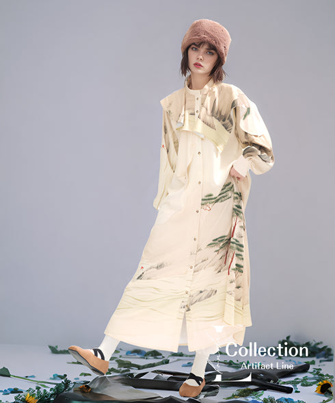 Landscape Print Flare Dress