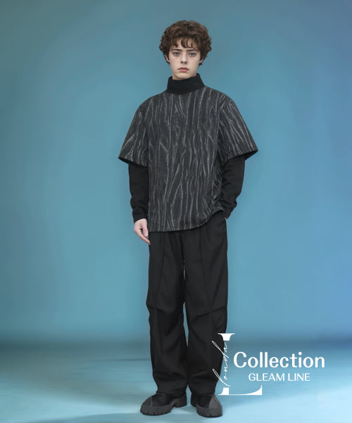 Faux Two-piece High Collar Top