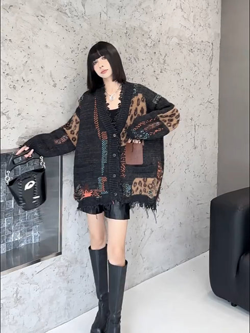 Leopard Patchwork Cardigan