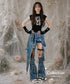 Patchwork Denim Check Skirt & Leg Warmers Co-ord