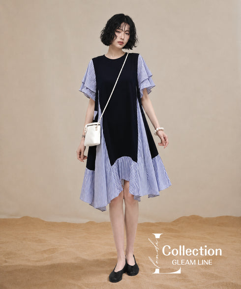 Stripe Layer Flare Dress