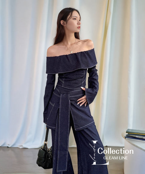 Denim Off Shoulder Layered Series