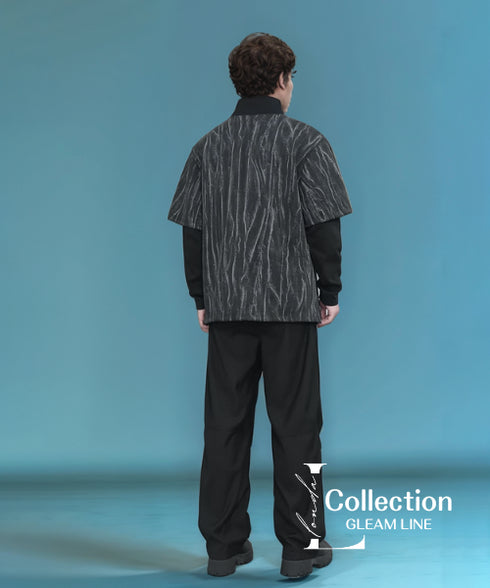 Faux Two-piece High Collar Top