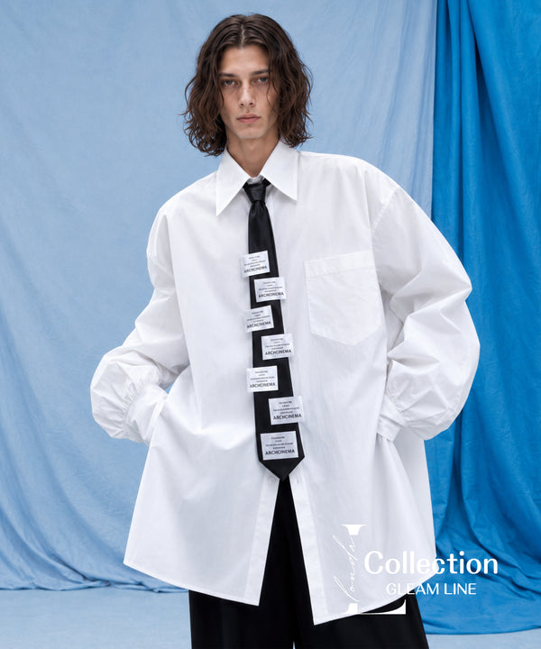 Oversized Label Tie Shirt