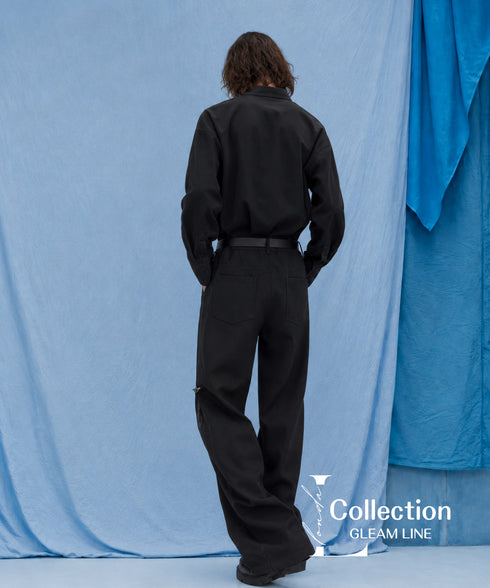 Side Buckle Zip Wide Pants
