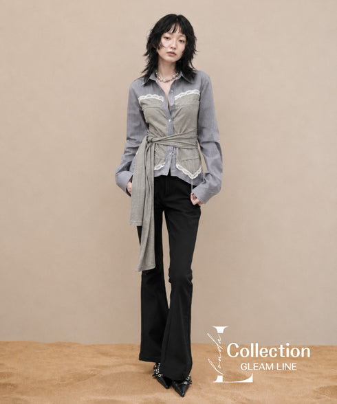 Layered Wrap Waist Blouse