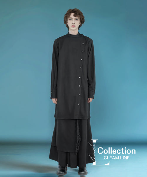 Diagonal Button Loose Long Shirt