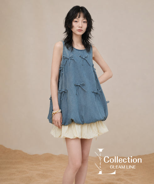 Ribbon Puff Top&Skirt Co-ord