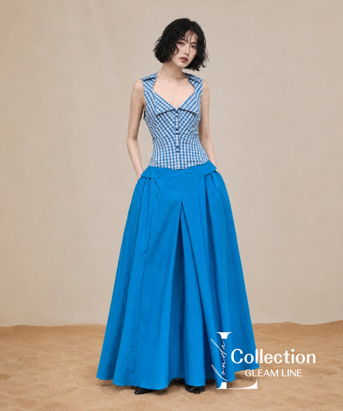 Check Corset Flare Dress