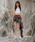 Layered Check Draped Skirt