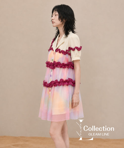 Gradient Tulle Layered Dress
