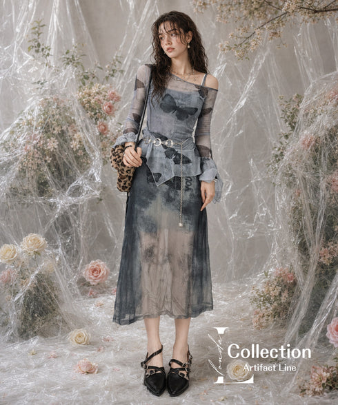 Butterfly Sheer Flare Sleeve Top