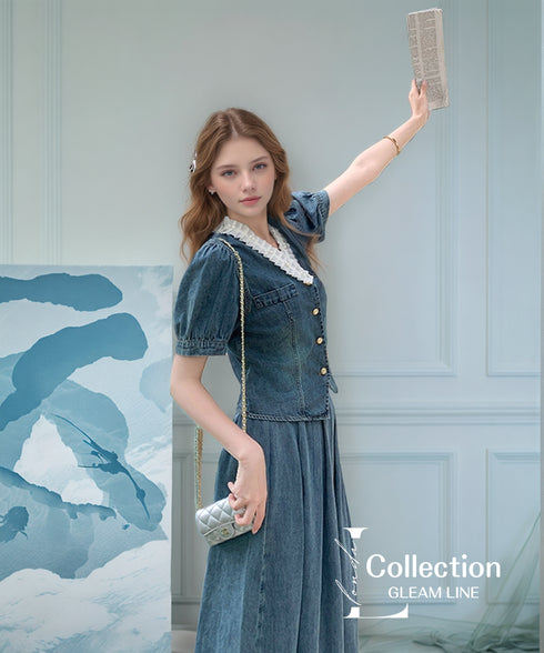 Denim Frill Top & Skirt
