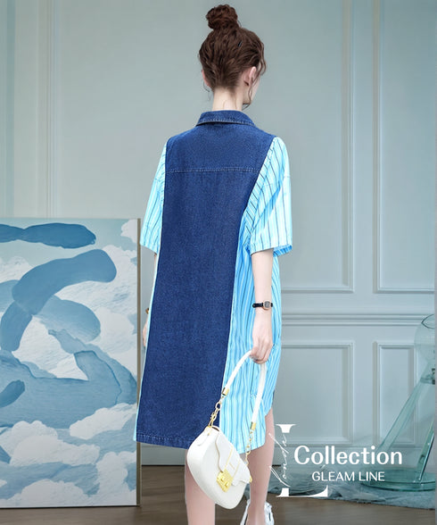 Denim Stripe Switch Dress