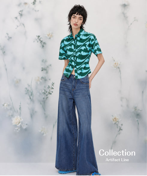 Wave Pattern Short Sleeve Shirt